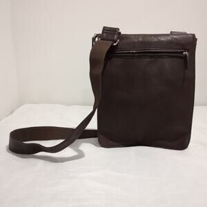 Fossil Brown Crossbody Travel Messenger Hobo Organizer City Bag Leather Nylon